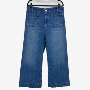 Maeve by Anthropologie The Colette Wide Leg Cropped Blue Denim Jeans Size 33